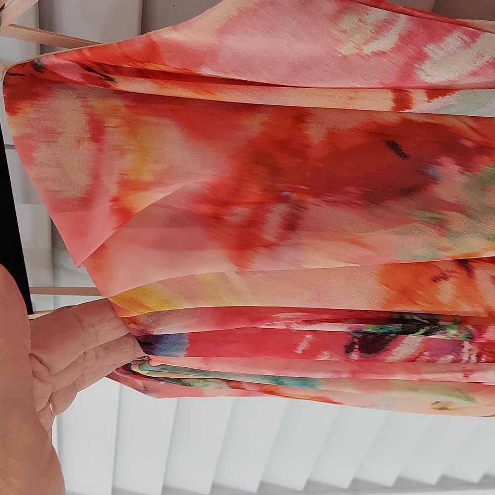 Liv Foster "BROOKE" Dress, Size 8, Strapless, Coral Multi, Chiffon, Lined, NEW! - Picture 12 of 15
